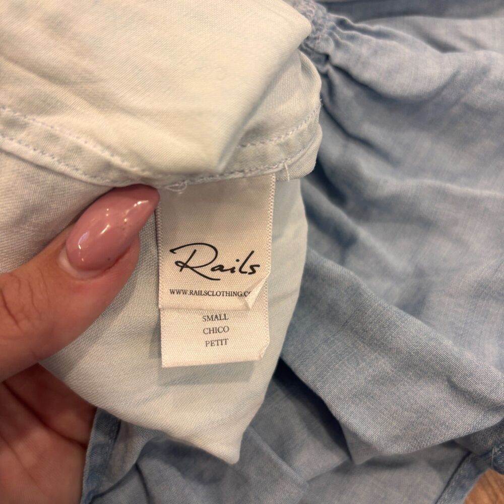 Rails Noelle Ruffle Tiered Sleeveless Baby Doll Chambray Dress Blue Size SP - Picture 6 of 10